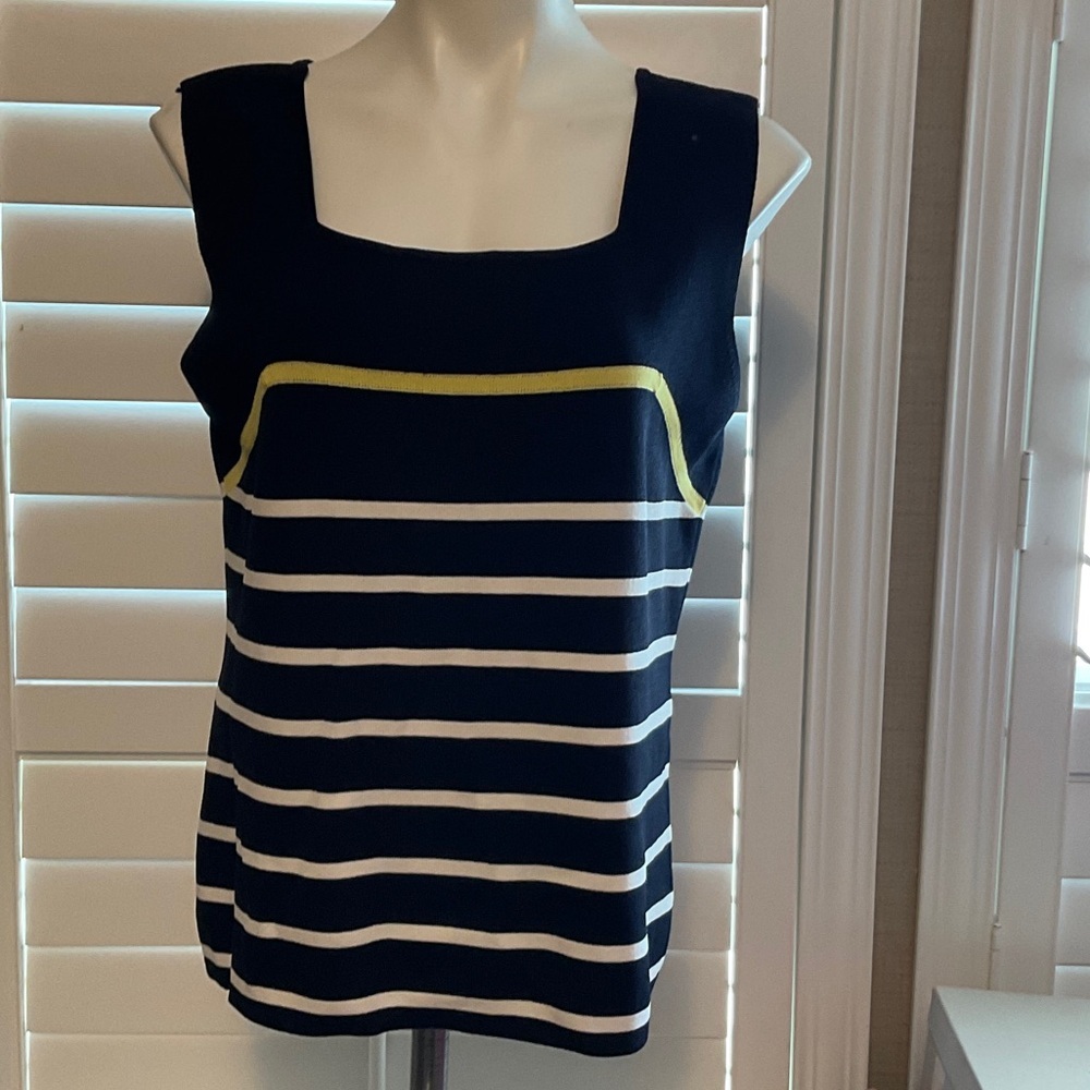 Chic Striped Tank Top with Yellow Accent